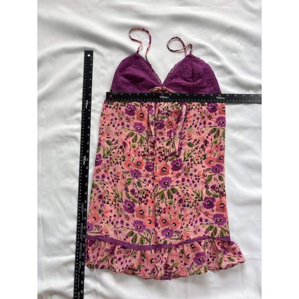 Y2K Floral Lace Chemise Slip Dress Nightgown Pink Purple | Small | NWOT - Picture 12 of 13